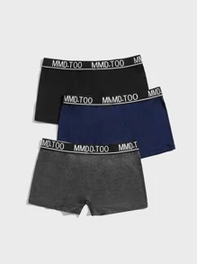 Men 3pcs Tiger Print Contrast Letter Tape Boxer Brief - Multicolor - View 2