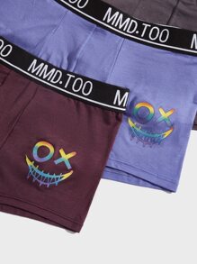 Men 5pcs Cartoon Graphic Contrast Letter Tape Boxer Brief - Multicolor - View 4