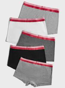 Men 5pcs Letter Tape Waist Boxer Brief - Multicolor - View 2