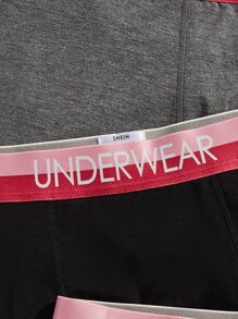 Men 5pcs Letter Tape Waist Boxer Brief - Multicolor - View 4