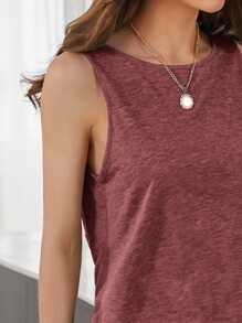 SHEIN Essnce Twist Back Solid Tank Top - Red Violet - View 4