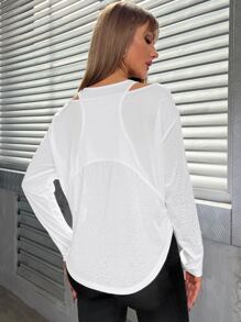 Easithlete Cut Out Drop Shoulder Sports Tee - White - View 2