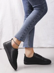 Lace-up Front Skate Shoes - Black - View 2