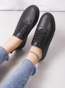 Lace-up Front Skate Shoes - Black - View 4