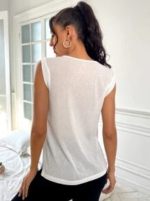 Yoga Sxy Áo Tees & Tanks  Thể thao Nữ Chia màu trơn - trắng - Xem 2