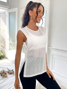 Yoga Sxy Áo Tees & Tanks  Thể thao Nữ Chia màu trơn - trắng - Xem 5