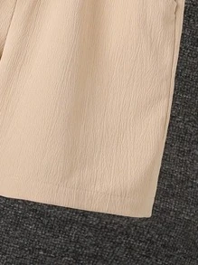SHEIN Bộ hai mảnh Trai Túi Nút phía trước Lá thư Giải trí - Màu Khaki - Xem 4