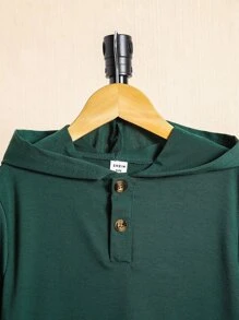 Boys Colour Block Hooded Tee & Shorts - Dark Green - View 4