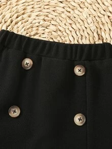 Toddler Girls Double Button 2 In 1 Trousers - Black - View 5