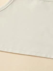 SHEIN 小女童1入組肩上打結吊帶上衣和1入組前蝴蝶結喇叭褲 - 米色 - 查看 6