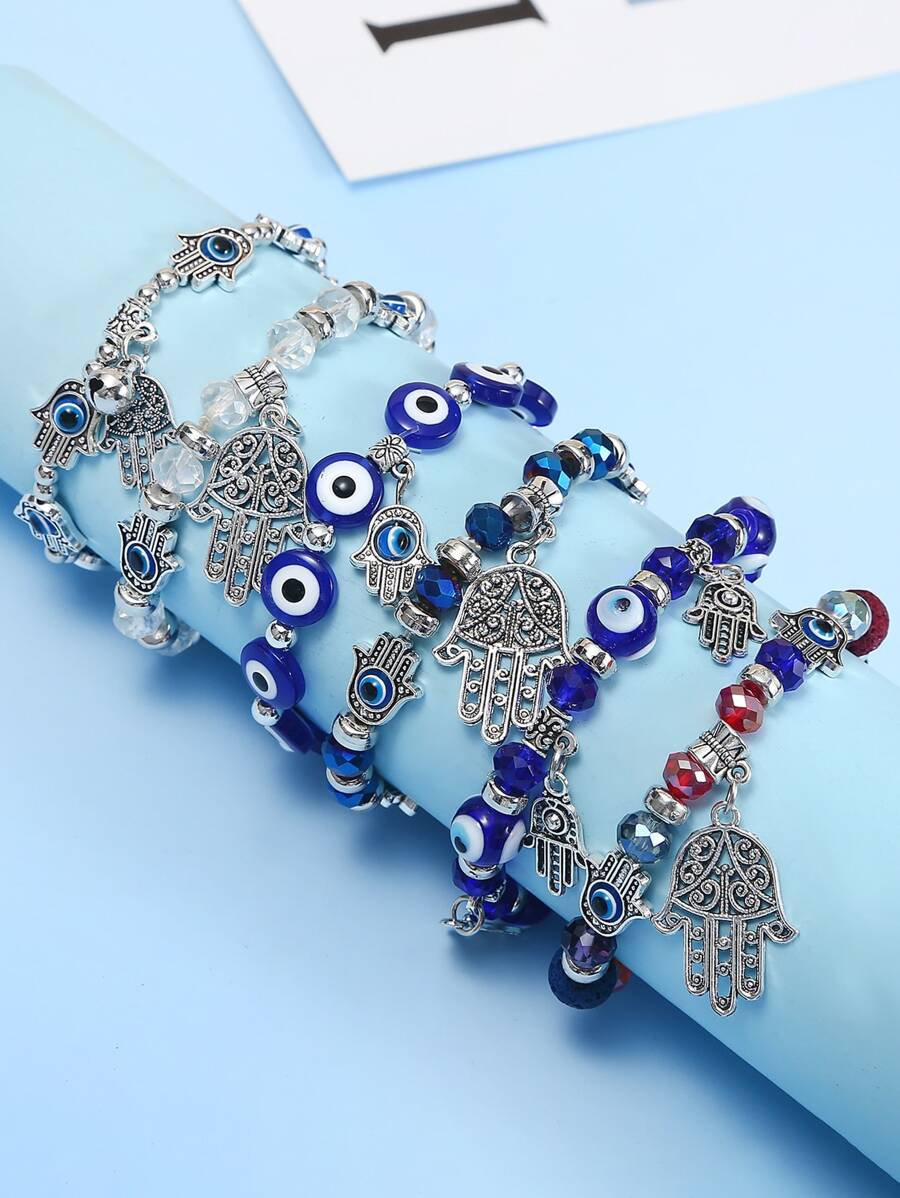6 cái Trang trí mắt Vòng tay Hamsa Hand Charm - Nhiều màu - Xem 1