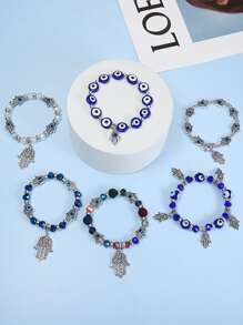 6 cái Trang trí mắt Vòng tay Hamsa Hand Charm - Nhiều màu - Xem 2