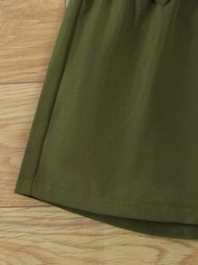 SHEIN 女孩條紋圖案不對稱背心上衣和紙袋腰短褲 - 彩色 - 查看 5