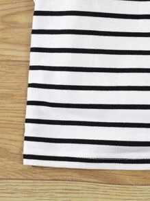 SHEIN 女孩條紋圖案不對稱背心上衣和紙袋腰短褲 - 彩色 - 查看 6