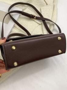 时尚简约大气纯色休闲魅力女神范高端质感四季百搭手提单肩斜跨腋下双肩带包包 - 咖啡棕 - 查看 5