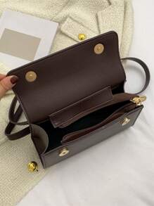 时尚简约大气纯色休闲魅力女神范高端质感四季百搭手提单肩斜跨腋下双肩带包包 - 咖啡棕 - 查看 7