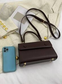 时尚简约大气纯色休闲魅力女神范高端质感四季百搭手提单肩斜跨腋下双肩带包包 - 咖啡棕 - 查看 9