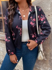 SHEIN VCAY 大碼印花夾克 - 黑色 - 查看 3