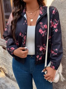 SHEIN VCAY 大碼印花夾克 - 黑色 - 查看 4