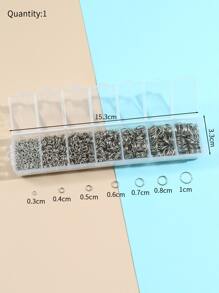 1 hộp Phụ kiện trang sức DIY hình tròn - Ancient Silver - Xem 3