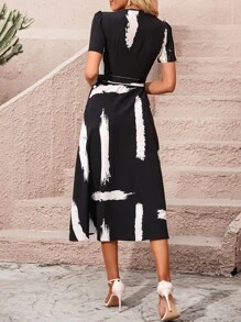 Breezaya Đầm Thắt nút Trọn gói Đồ họa Giải trí - màu đen - Xem 2