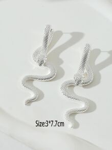 蛇設計耳夾 - 銀色 - 查看 4