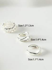 3入組紋理質感金屬耳夾 - 銀色 - 查看 4