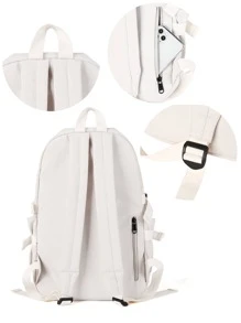 字母貼飾功能背包 - 白色 - 查看 5