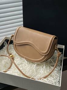 Minimalist Flap Saddle Bag - Khaki - View 1