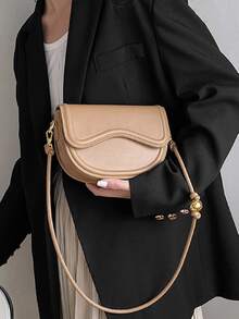 Minimalist Flap Saddle Bag - Khaki - View 2