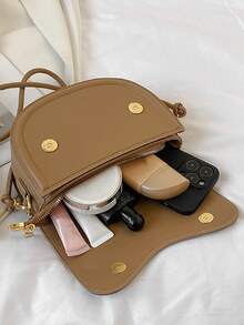 Minimalist Flap Saddle Bag - Khaki - View 7