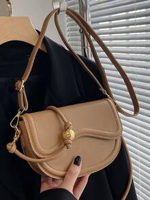 Minimalist Flap Saddle Bag - Khaki - View 8