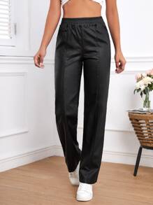 Jeans de pierna recta de talle alto - Negro - Ver 4