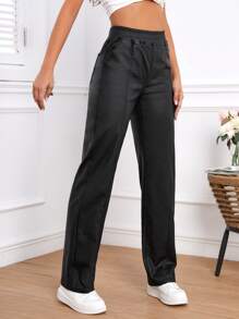 Jeans de pierna recta de talle alto - Negro - Ver 6