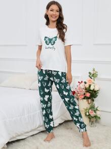 Bộ đồ ngủ Nữ Lá thư Loại bướm Giải trí - Nhiều màu - Xem 4