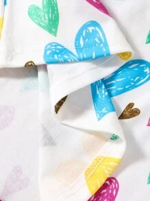 Niñitas Vestido con estampado de corazón ribete con fruncido - Blanco - Ver 5