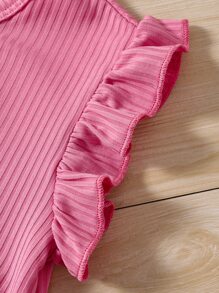 小女童荷葉邊上衣和愛心圖案附腰帶短褲 - 彩色 - 查看 4