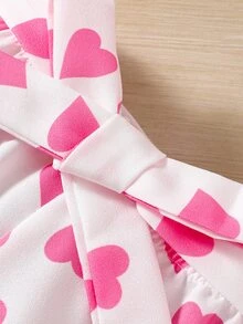 小女童荷葉邊上衣和愛心圖案附腰帶短褲 - 彩色 - 查看 5