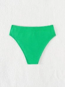 Ribbed Knit Bikini Bottom - Green - View 5