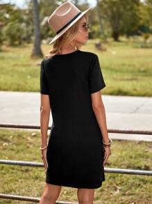 SHEIN LUNE Đầm Khối Màu In hoa Báo Giải trí - Đỏ - Xem 2