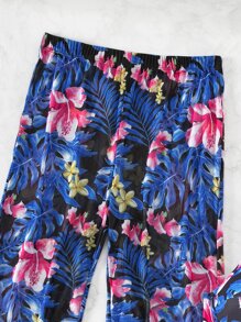 花和熱帶圖案比基尼套裝帶沙灘褲