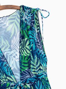 Allover Plant Print Kimono For Summer Beach Vacation - Multicolor - View 3