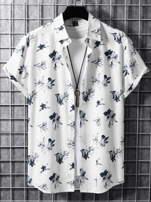 Manfinity Men Floral Print Shirt Without Tee - White - View 1
