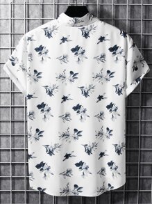 Manfinity Men Floral Print Shirt Without Tee - White - View 2