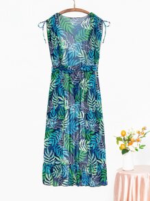 Allover Plant Print Kimono For Summer Beach Vacation - Multicolor - View 7