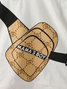 嬰兒包包印花T恤和側翻蓋口袋短褲 - 彩色 - 查看 3