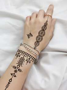 Tattoo Sticker,1 Sheet Floral Pattern Temporary Tattoos For Women,Tattoo Stickers Adults,Realistic Tattoo Flower,For Women and Girls - Black - View 1