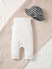 Đứa bé trai In xe máy Áo liền quần Tank & Mũ - trắng - Xem 2