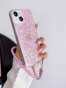 Glitter Phone Case With Lanyard - Pink - View 1