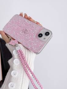 Glitter Phone Case With Lanyard - Pink - View 3